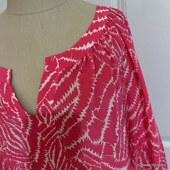 Lilly Pulitzer Moxy 100% Silk Blouse S Pink White Top Show Your Stripes 48607 - Picture 2 of 11